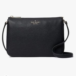 Kate Spade Leila Triple Gusset Crossbody Bag in Black wkr00448 NEW/NWT‎